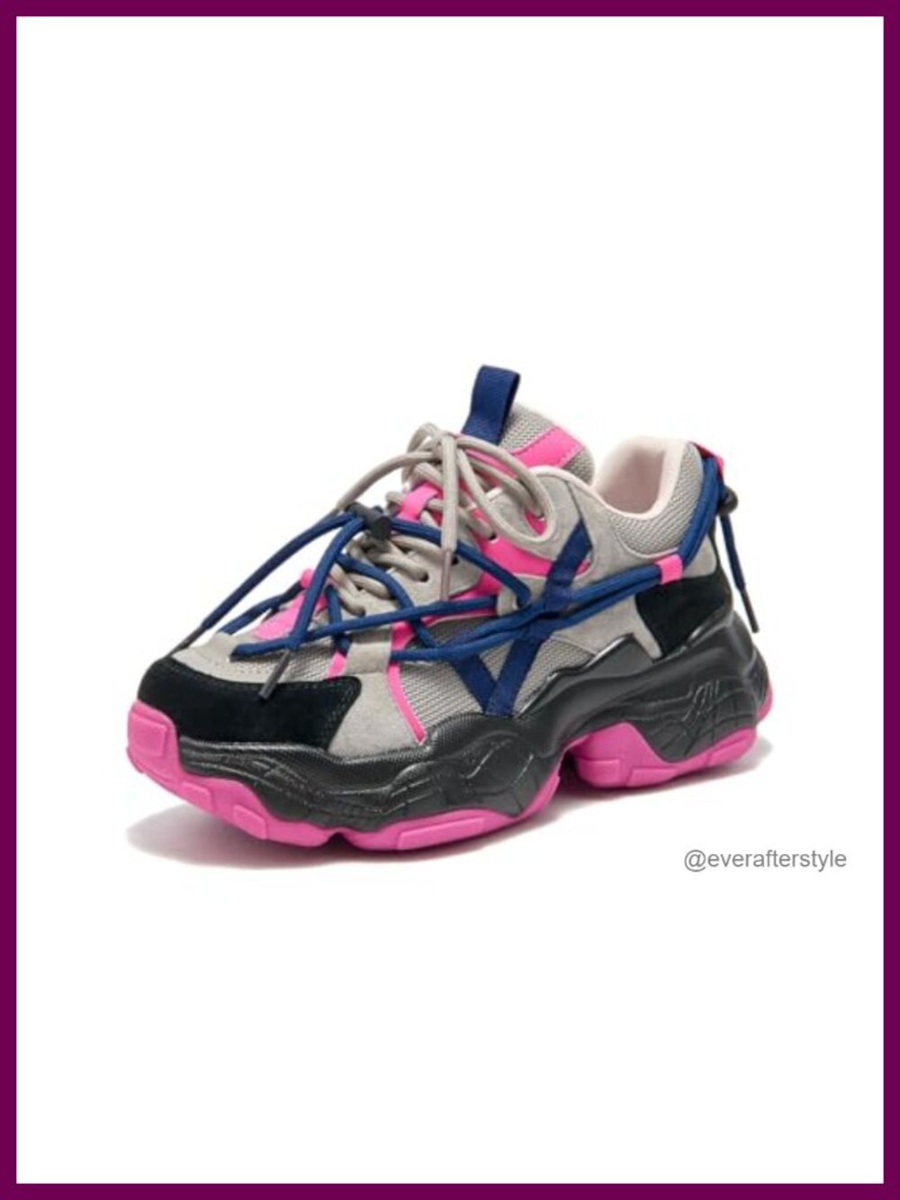 Women's Chunky Sneakers Leather & Mesh Lace-Up Comfort Casual Dad Shoes